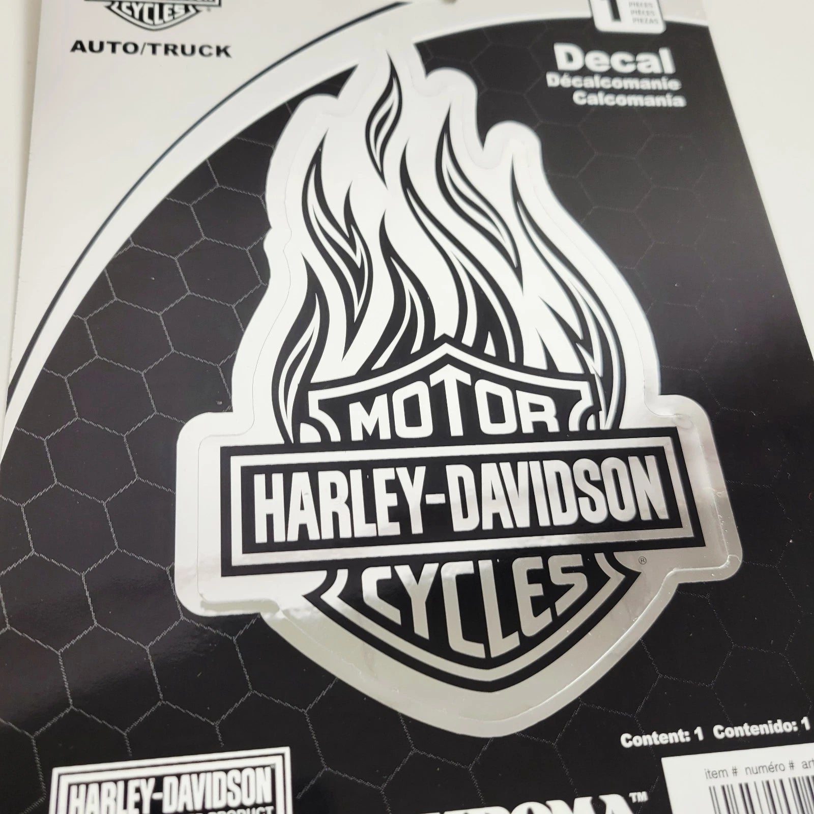 Set of 3 Chrome Bar & Shield Logo Flames Decals for Harley-Davidson (4x6 in)