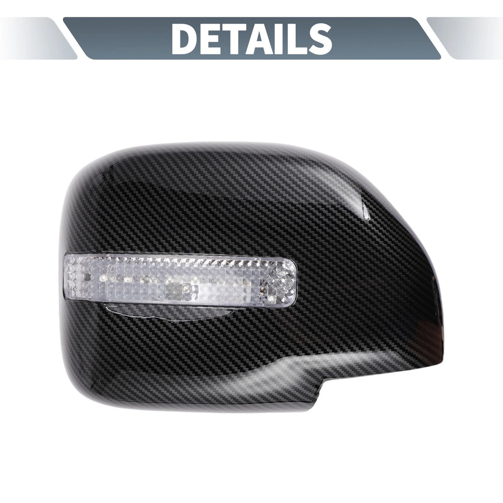 Pair Rearview Mirror Cover Overlay Black Carbon Fiber for Lexus LX470 (1998–2007)