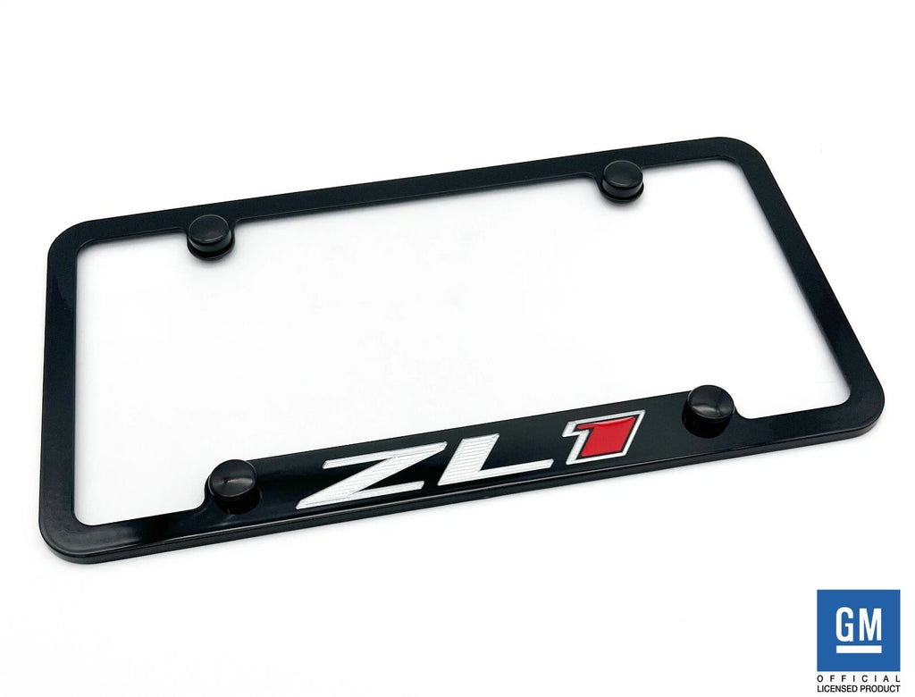 License Plate Frame Premium Black w/ ZL1 Script for Chevy Camaro (2016–2023)