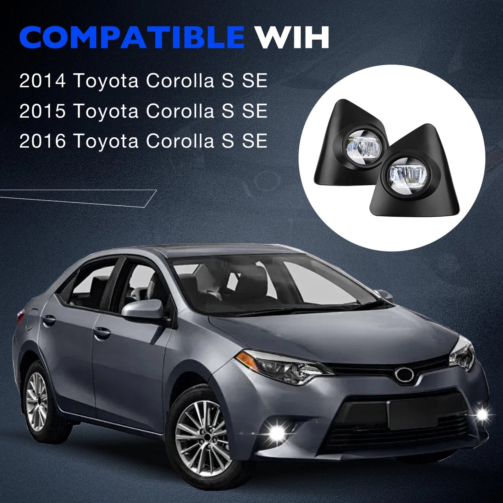 Fog Lights for Toyota Corolla S (2014–2016) - Pair with Switch & Wiring