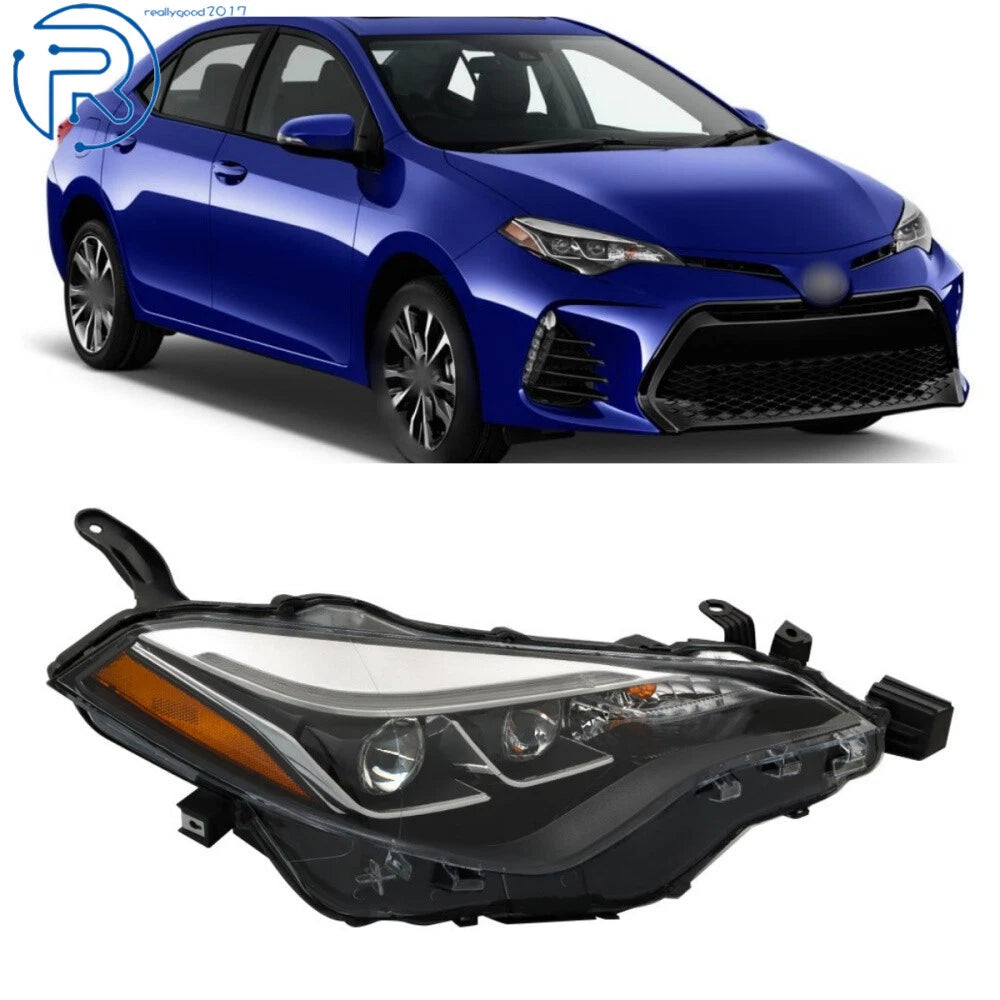 Black Headlight for Toyota Corolla SE XSE (2017–2019) Right Side Halogen