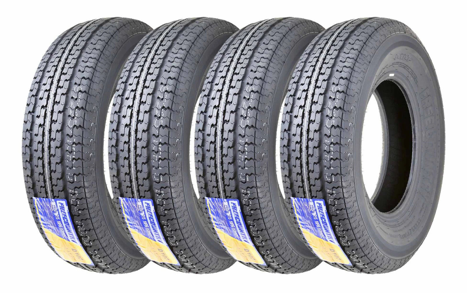 Set of 4 Trailer Tires ST205/75R15 8PR Load Range D with Scuff Guard for Trailer