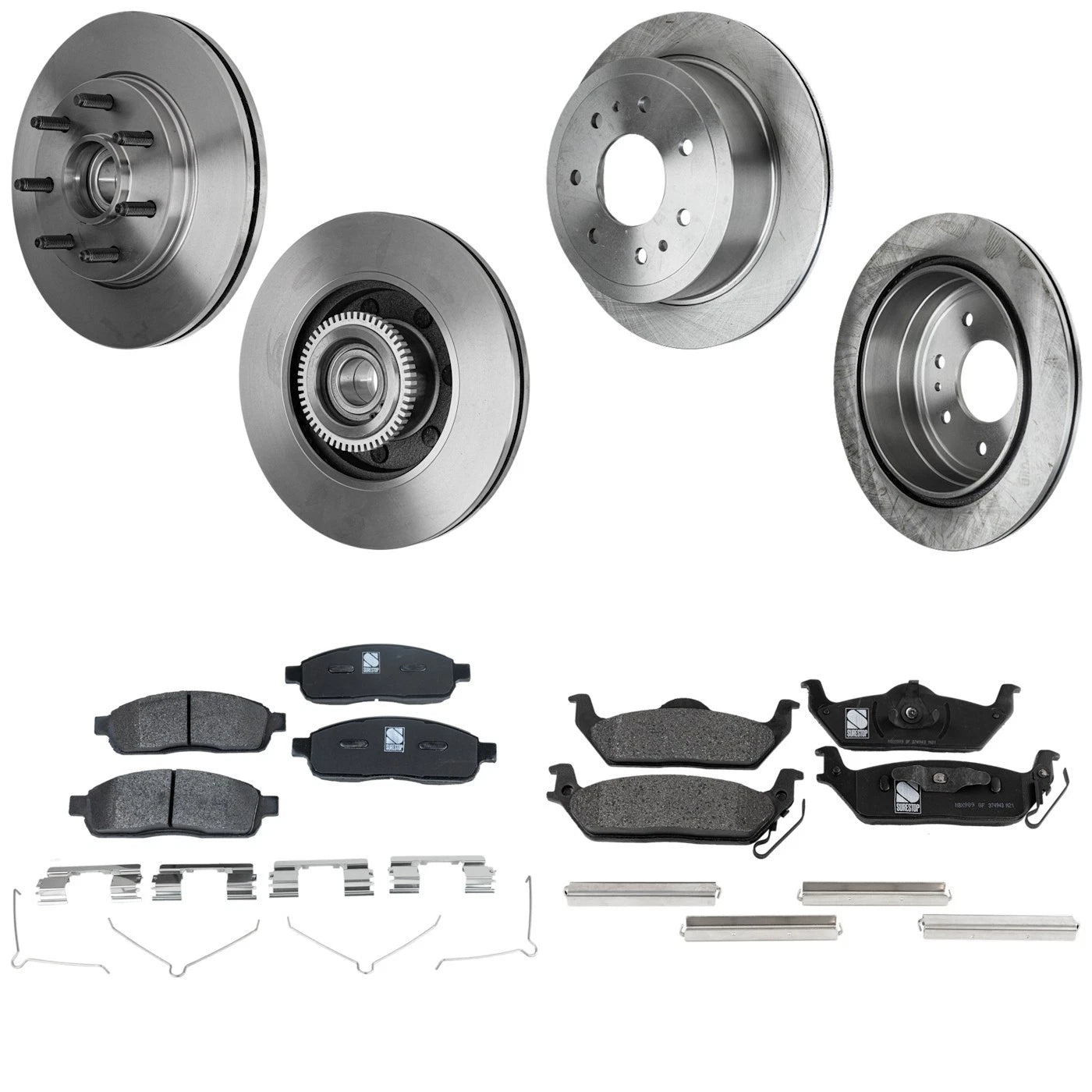 Brake Disc and Pad Kit for Ford F-150 (2004–2008) Front and Rear 7 Lugs