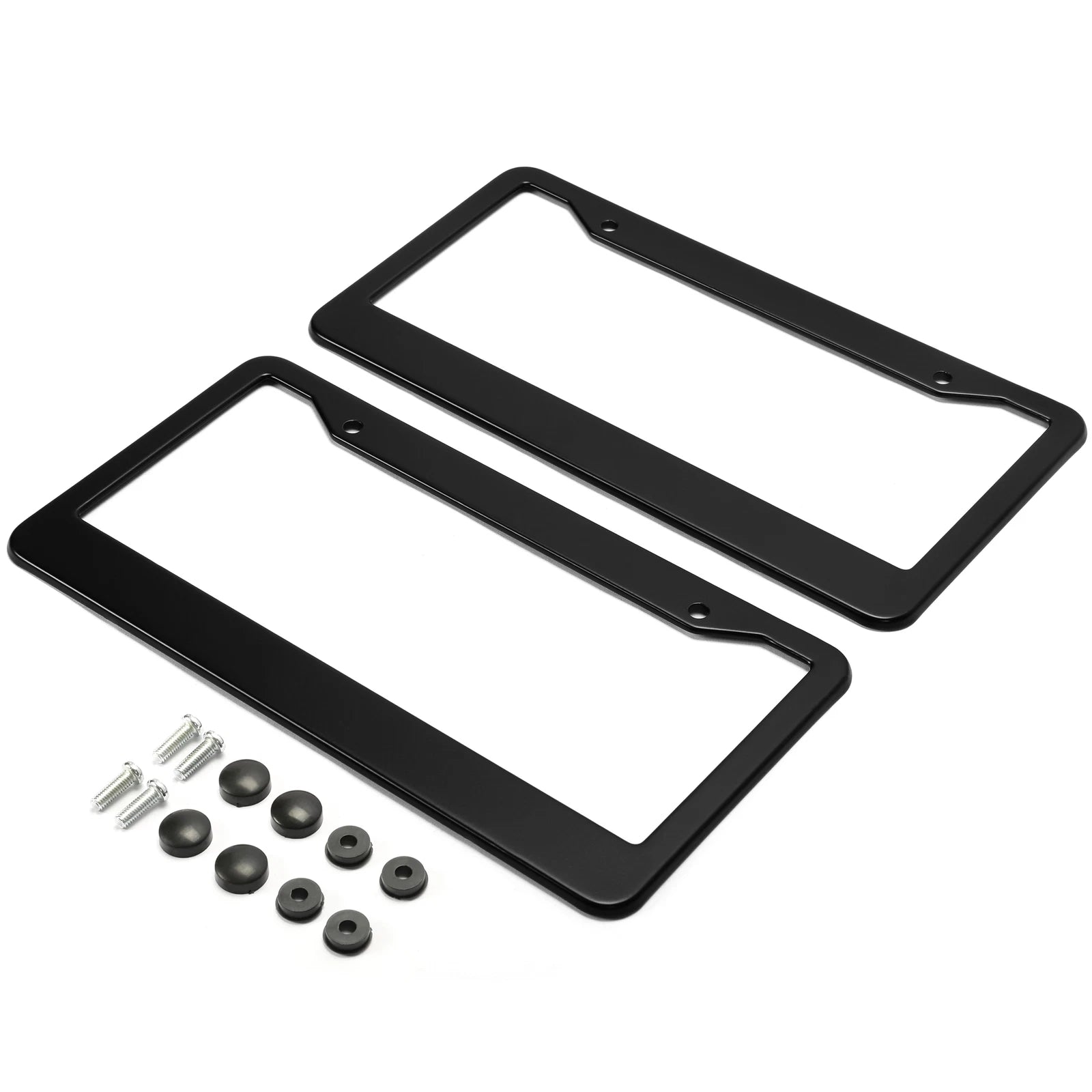2X Black Stainless Steel License Plate Frame for Universal Fit