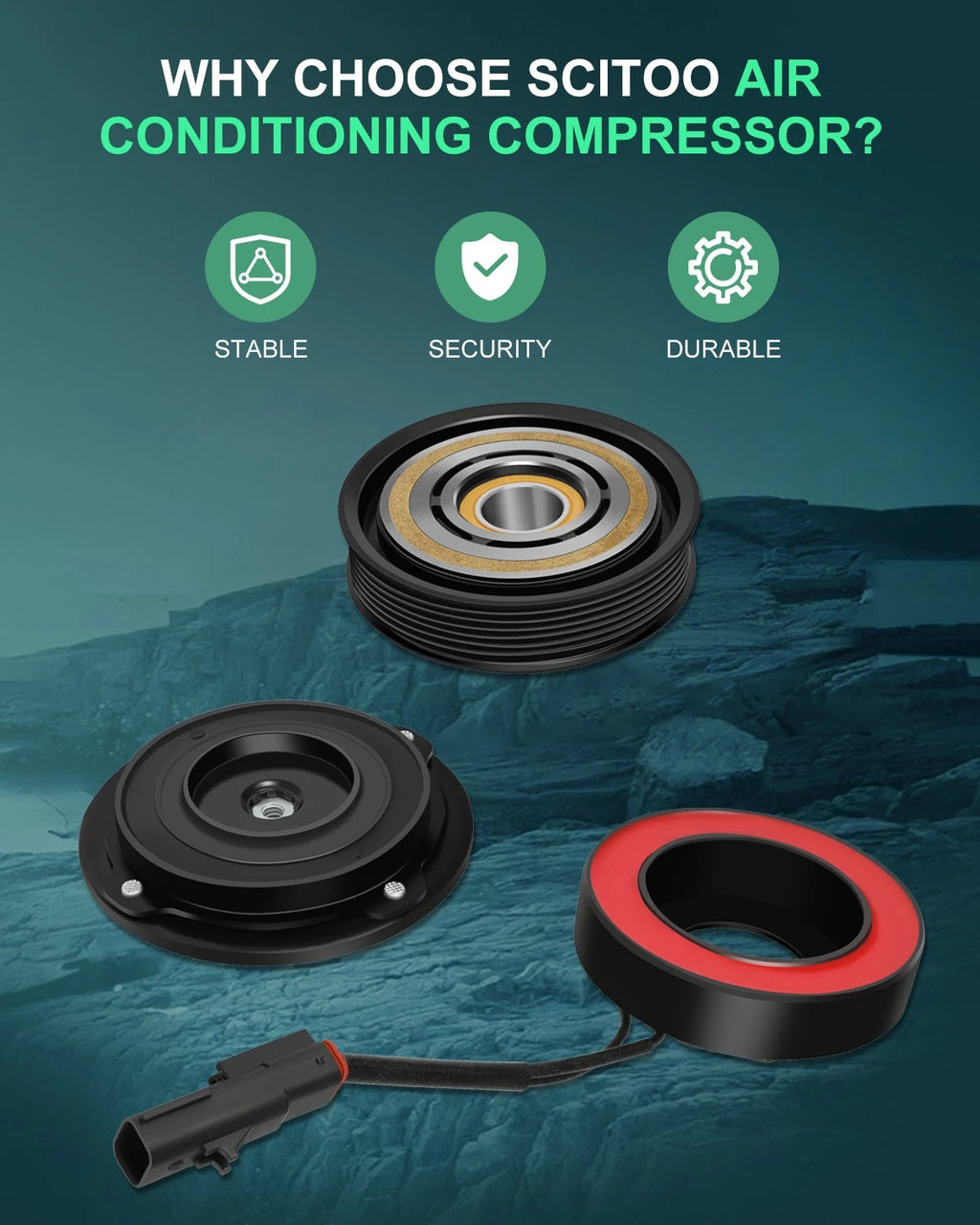 A/C Compressor Clutch Pulley Kit for Dodge Ram 1500 2500 (2003–2007) 10S17E