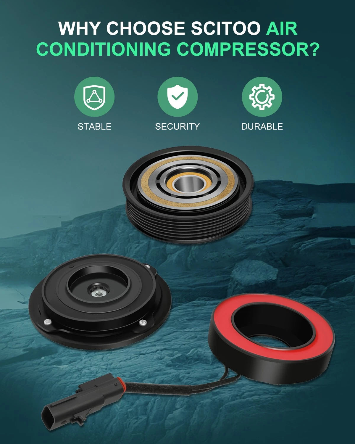 A/C Compressor Clutch Pulley Kit for Dodge Ram 1500 2500 (2003–2007) 10S17E