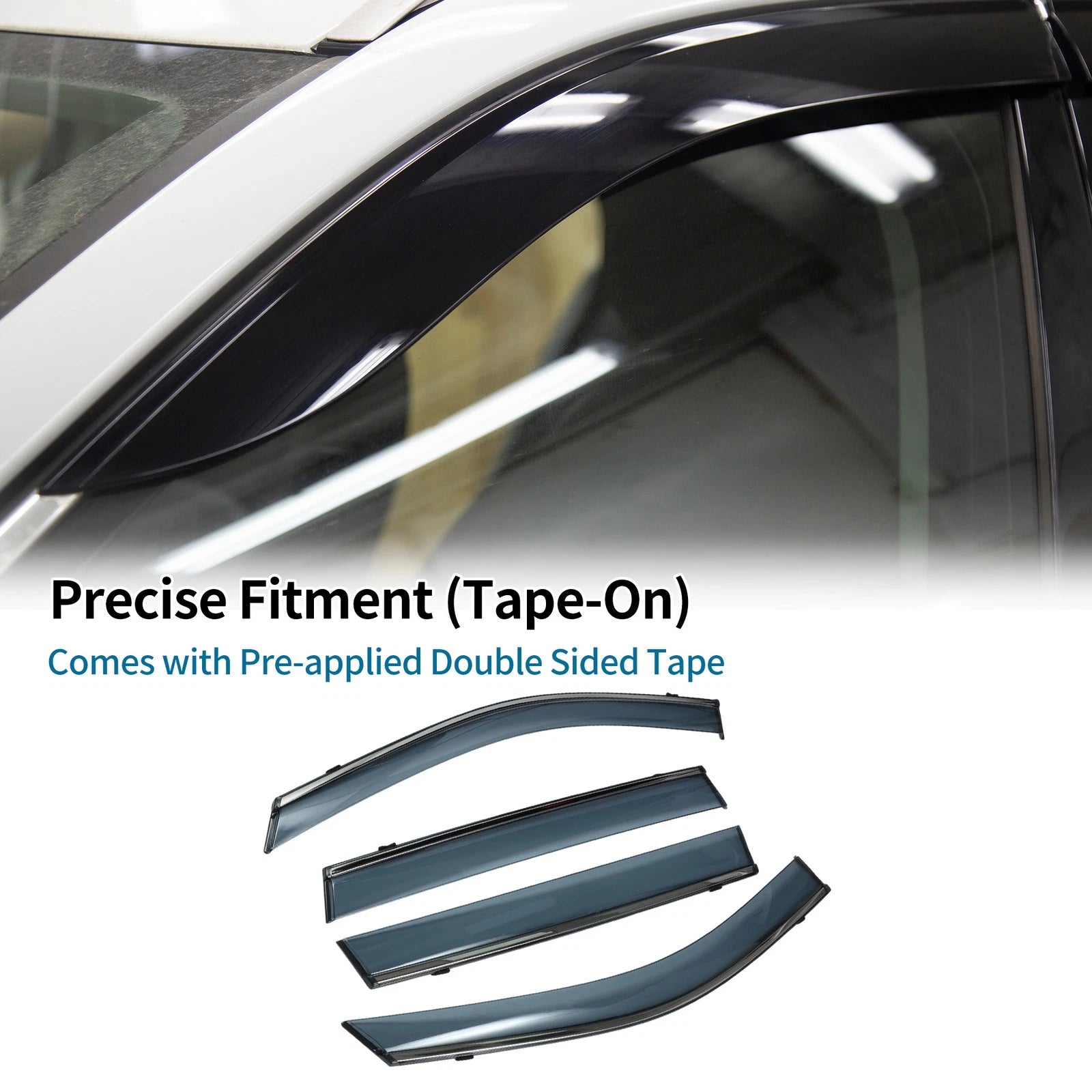 Set of 4 Window Deflectors for Toyota RAV4 (2019–2024) Black Vent Visors