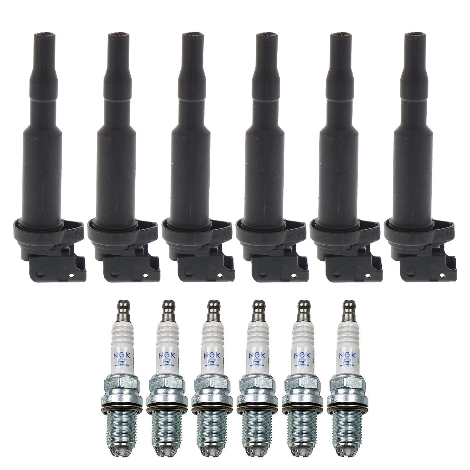 Set of 6 Ignition Coils & NGK Laser Platinum Spark Plugs for BMW E46 E60 E83 E53
