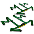 Set of 2 Green Nylon 4-Point Racing Seat Belt Harnesses with Adjustable Buckle