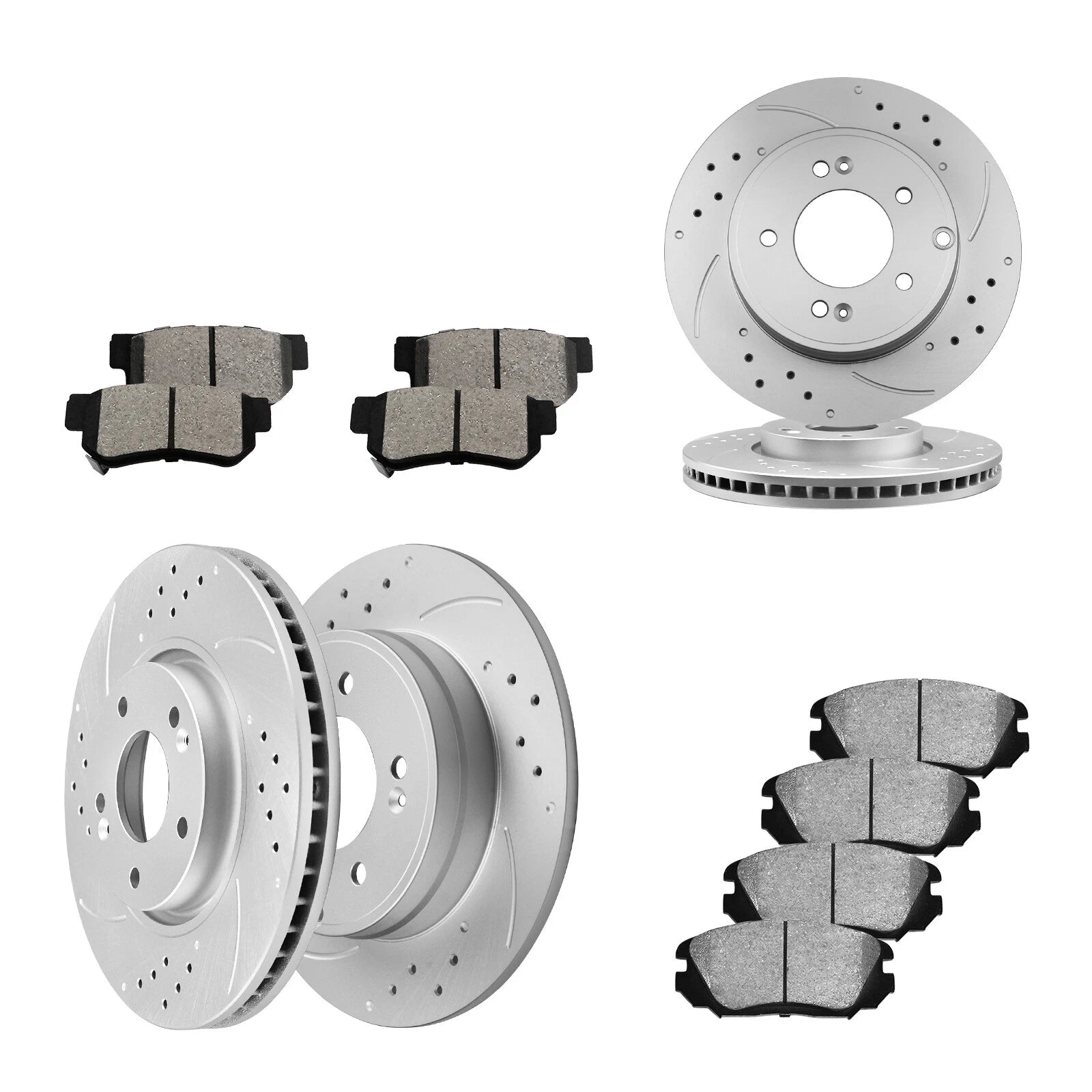 Set of 4 Drilled Rotors & Brake Pads for Ford Mustang GT (1999–2004)