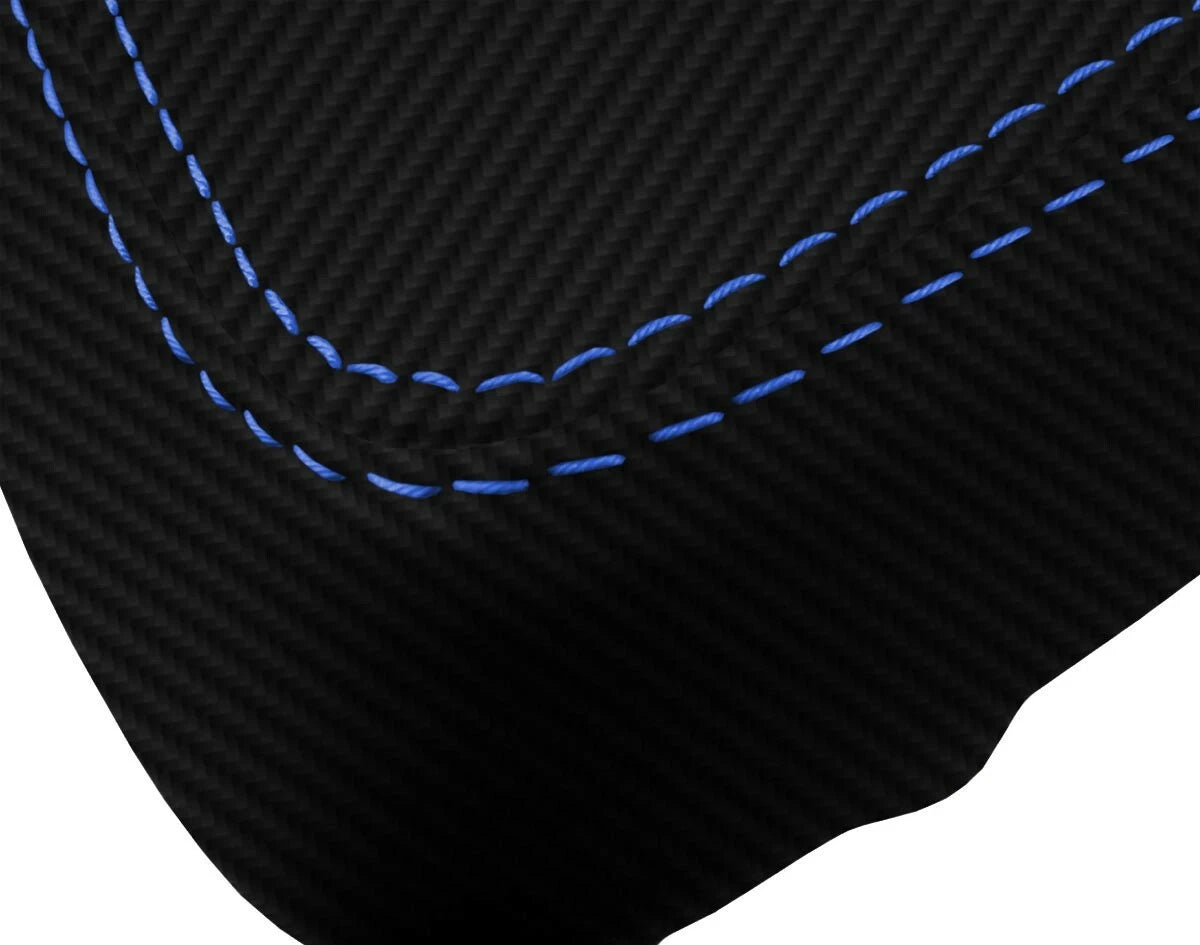 Console Lid Armrest Cover for Toyota Yaris (2008–2011) Carbon Fiber Blue Stitch