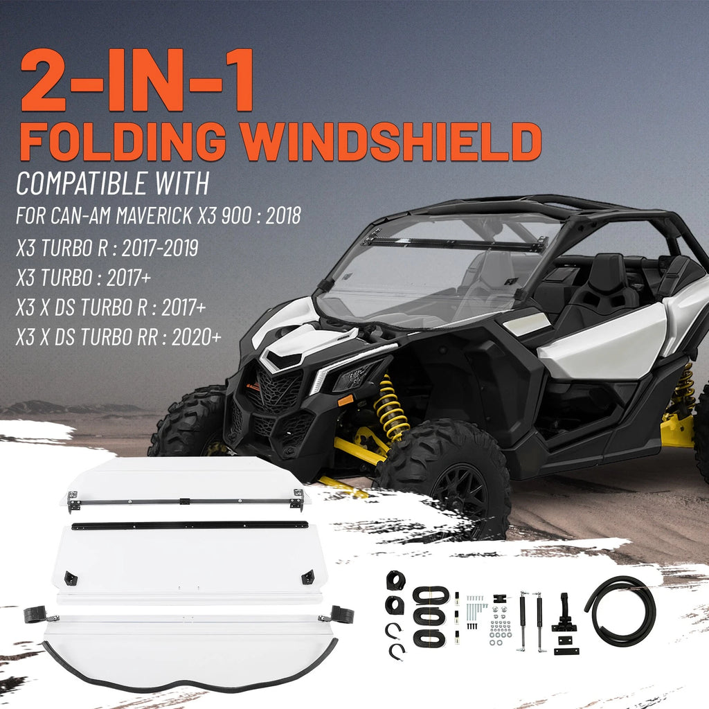 2-in-1 Flip Front Clear Windshield for Can-Am Maverick X3 (2017–2025)