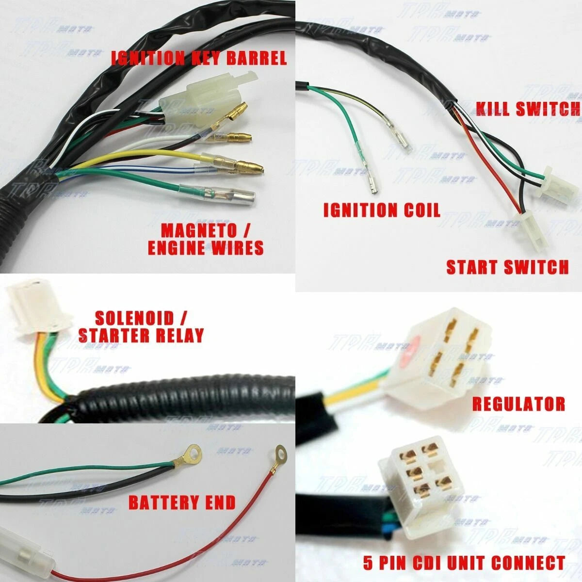 Wiring Loom Harness for 50cc 90cc 110cc 125cc 140cc Dirt Bike (Electric Start)