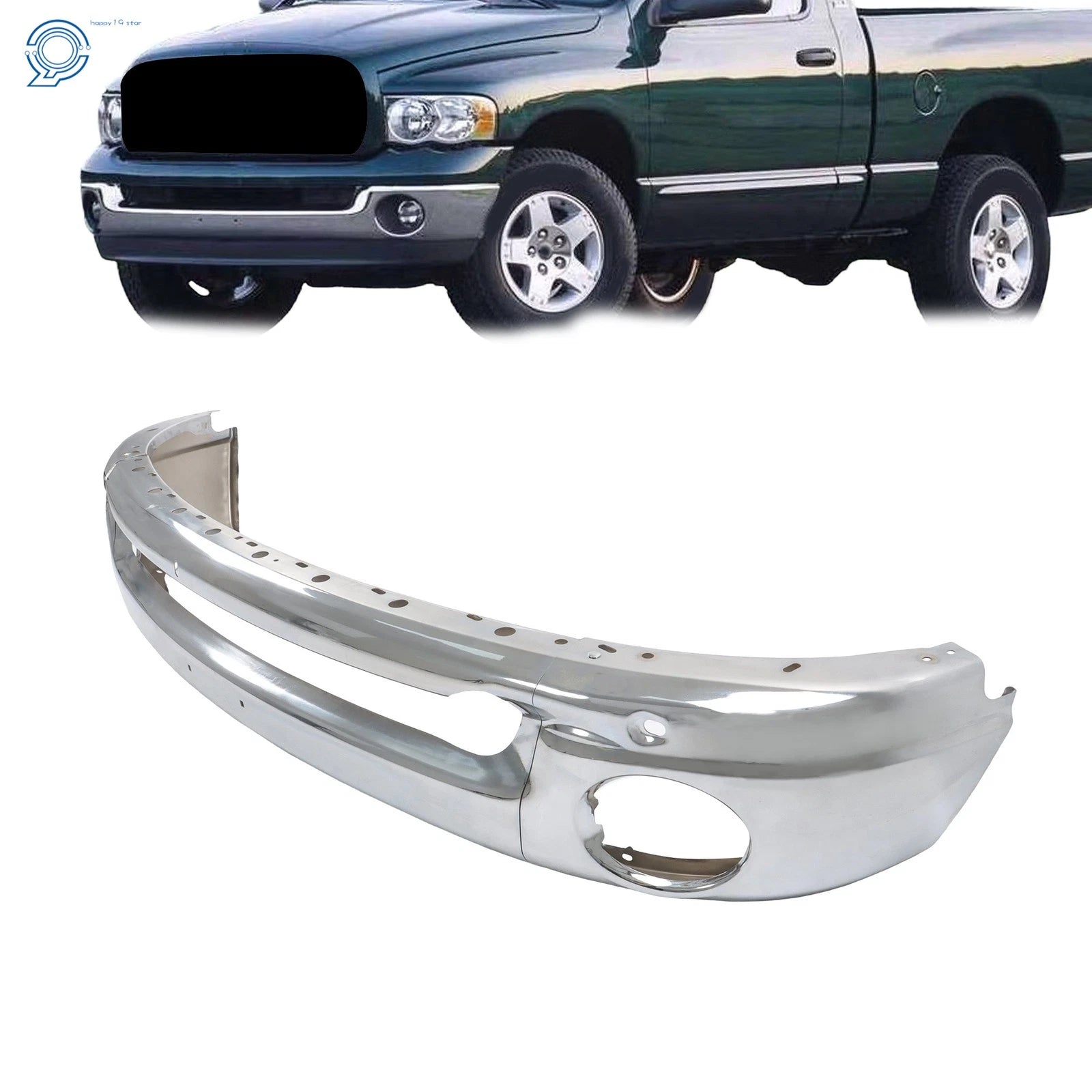 Split Front Bumper CH1002383 for Ram 1500 2002–2008, Ram 2500 3500 2003–2009 Chrome