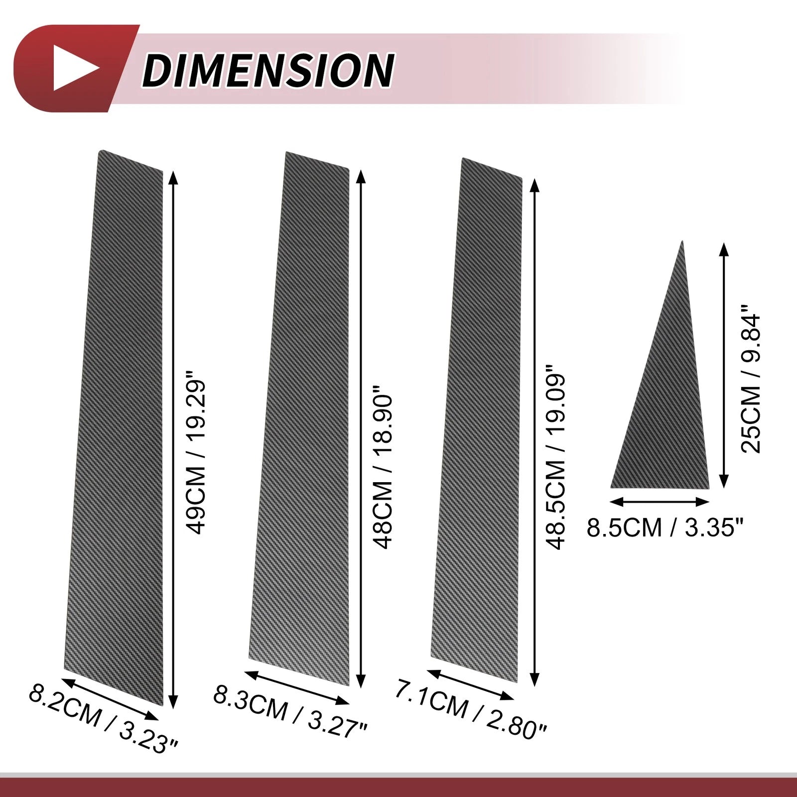 Set of 8 Door Pillar Window Trim for Nissan Rogue (2008–2013) Carbon Fiber