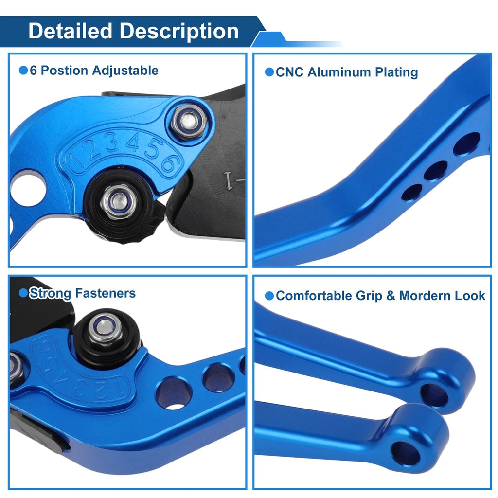 Adjustable Short Brake Clutch Lever Set for BMW F650GS (2008–2012) Blue