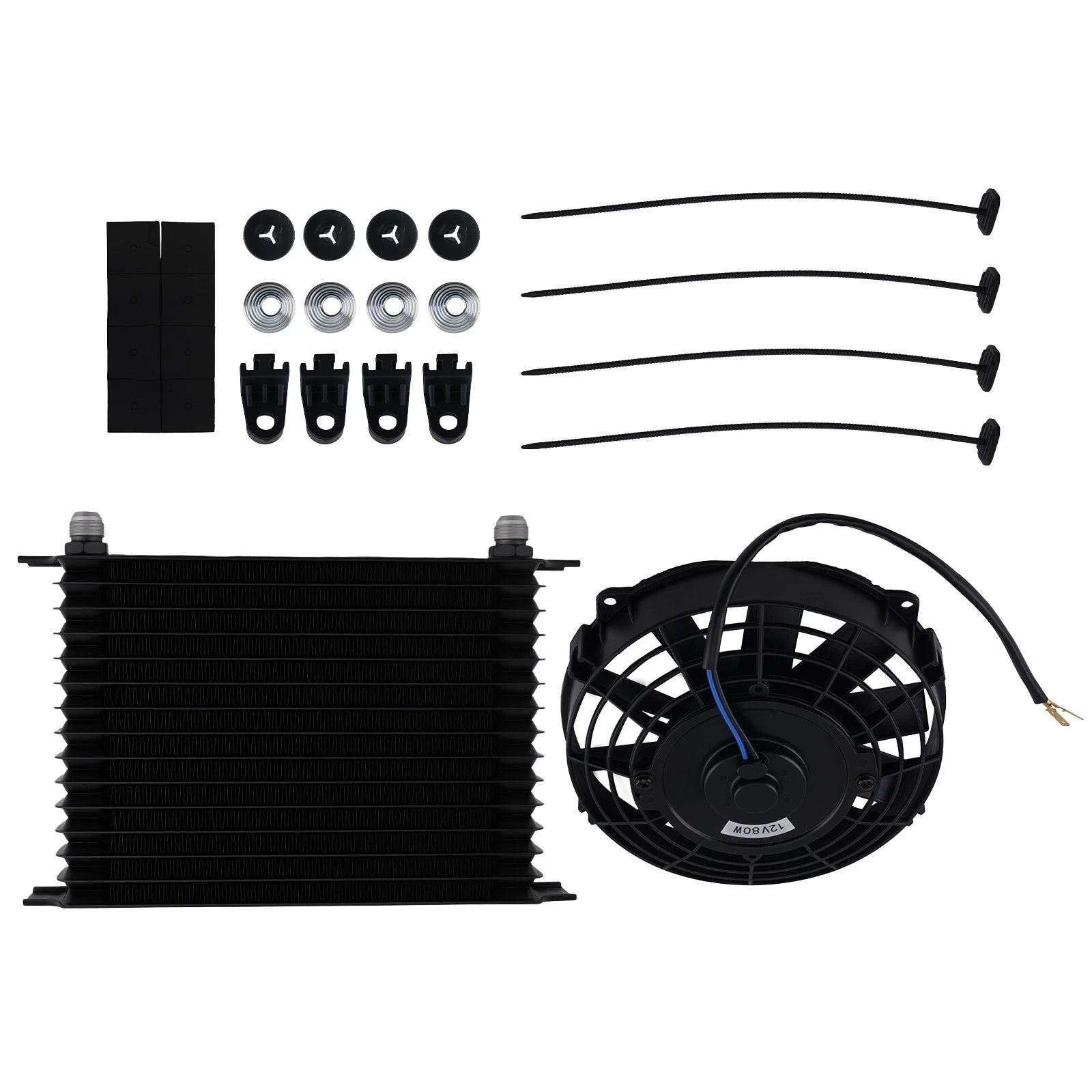 15 Row Transmission Oil Cooler 10AN with 7" Cooling Fan for Universal