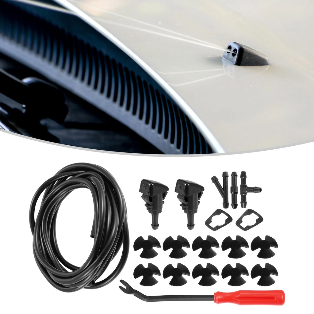 Set of 2 Front Windshield Washer Nozzle Kit for Dodge RAM (with 4M Hose)