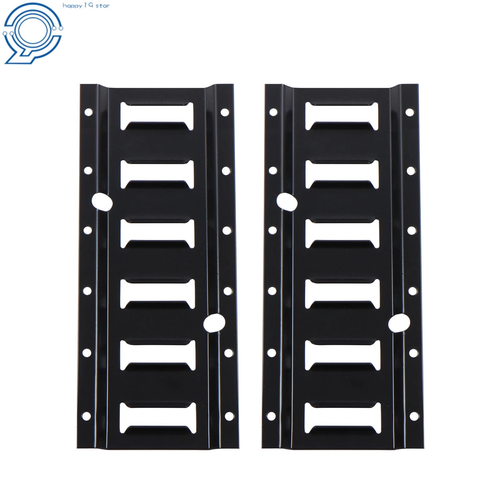 Set of 2 Black Powder-Coated Steel E Track Tie Down Rails for E Track Systems