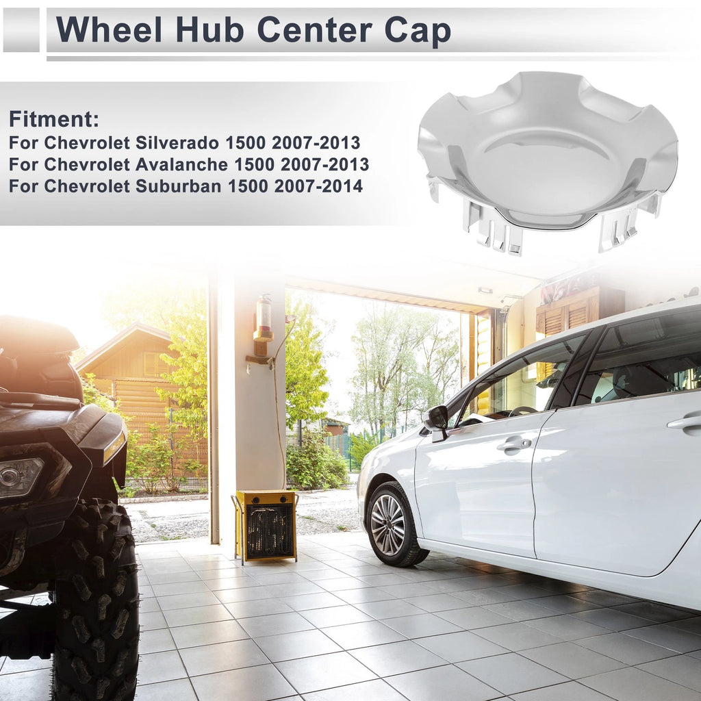 Silver Tone Wheel Hub Center Cap for Chevrolet Silverado 1500 (2007–2013) 6 Lugs