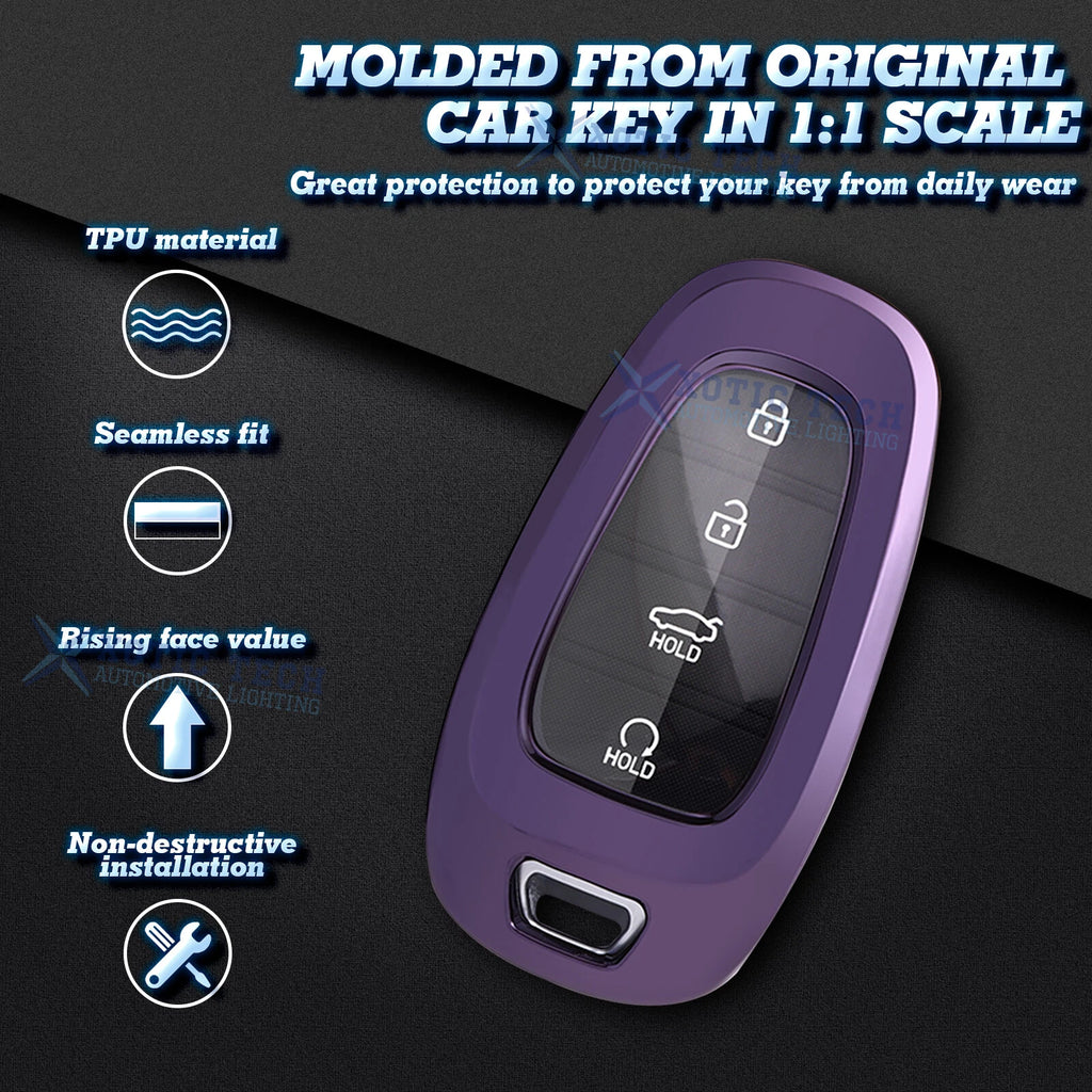 Soft TPU Shockproof Case with Button Key Fob for Hyundai Sonata (2020-2024)