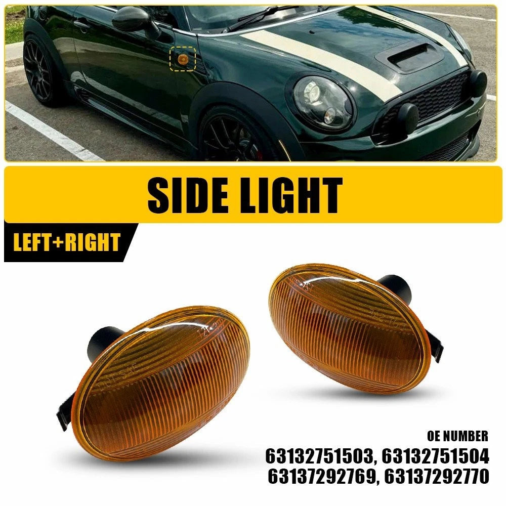Set of 2 Amber Side Marker Light Housings for Mini Cooper R55 R56 R57 R58 R59