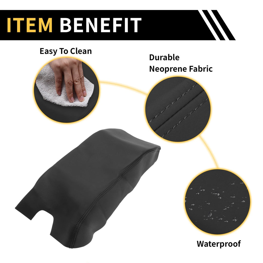 Center Console Armrest Cover for Ford F-150 (2015–2023) Microfiber Leather