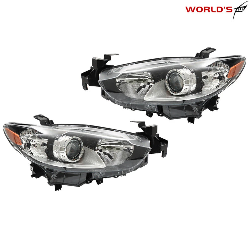Set of 2 Projector Headlights for Mazda 6 (2014–2017) Black Housing