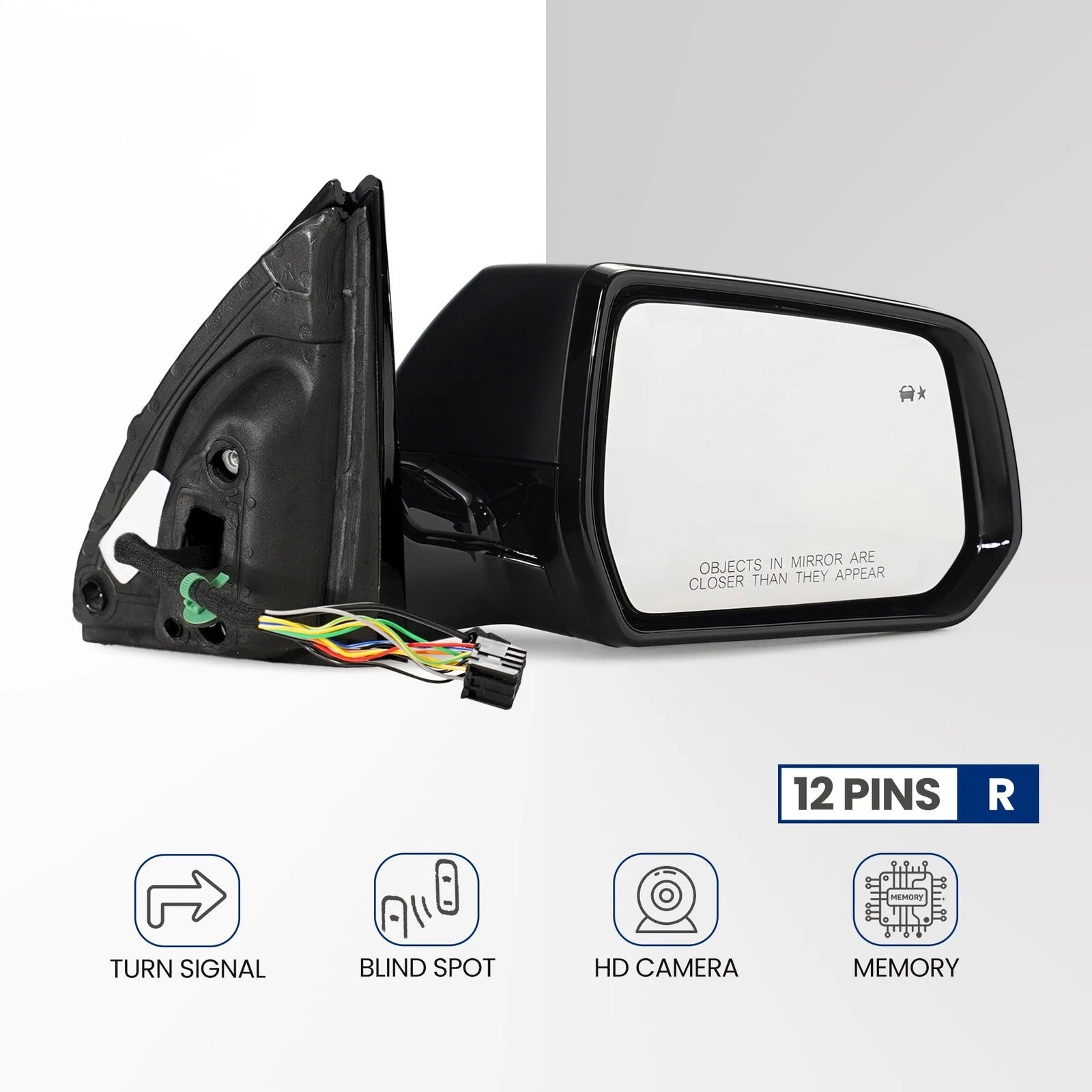 Side Mirror for Chevy Traverse (2020–2021) w/ Blind Spot, HD Camera, 12 Pins