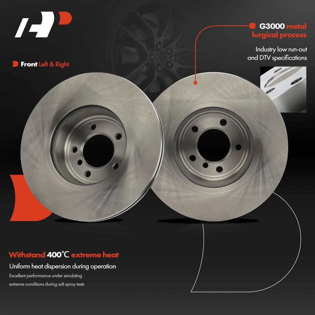 Set of 2 Front Disc Brake Rotors & Ceramic Pads for BMW 135i (2008–2013)