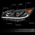 LED DRL Black Amber Side Projector Headlights for Honda Accord (2016–2017)
