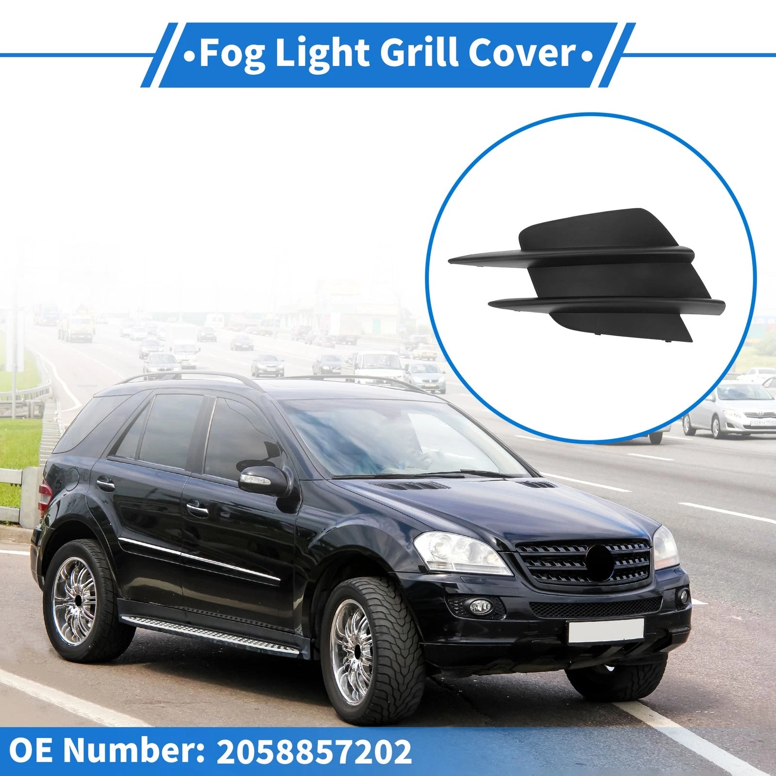 1 Pc Fog Light Grill for Mercedes-Benz W205 (2015–2021) No. 2058857202 Black