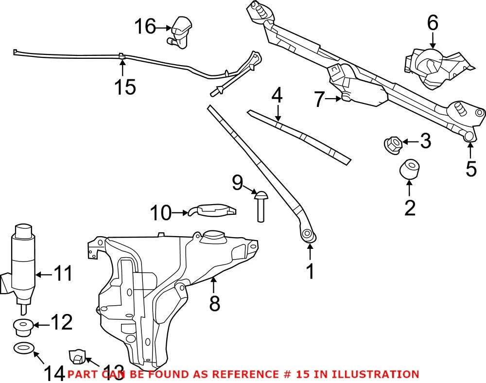 Front Windshield Washer Hose for Dodge Charger (2011–2023) 68057740AD