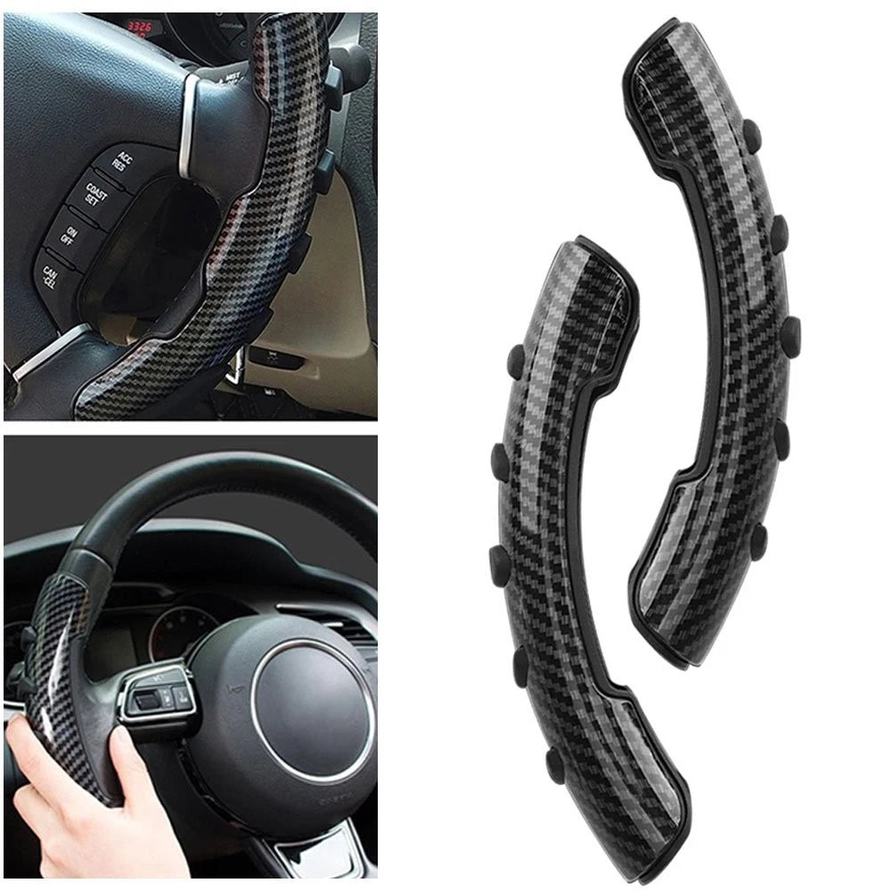 2X Non-Slip Steering Wheel Booster Covers for Universal Fit (Carbon Fiber)