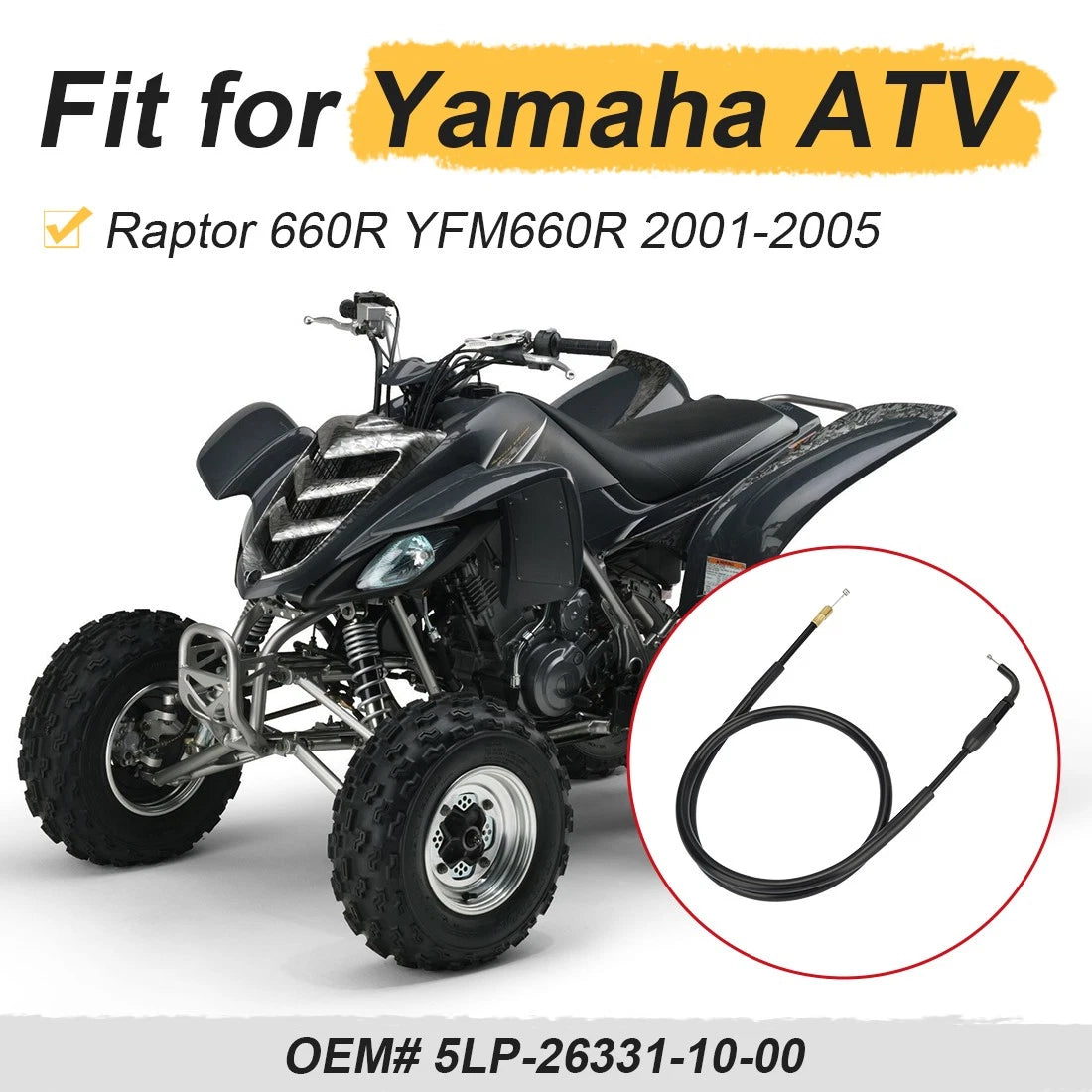 Choke Cable 5LP-26331-10-00 for Yamaha Raptor 660 YFM660R (2001–2005)