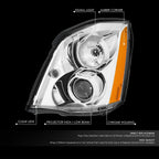 Driver Left Chrome/Amber Projector Headlight for Cadillac DTS (2006–2011)