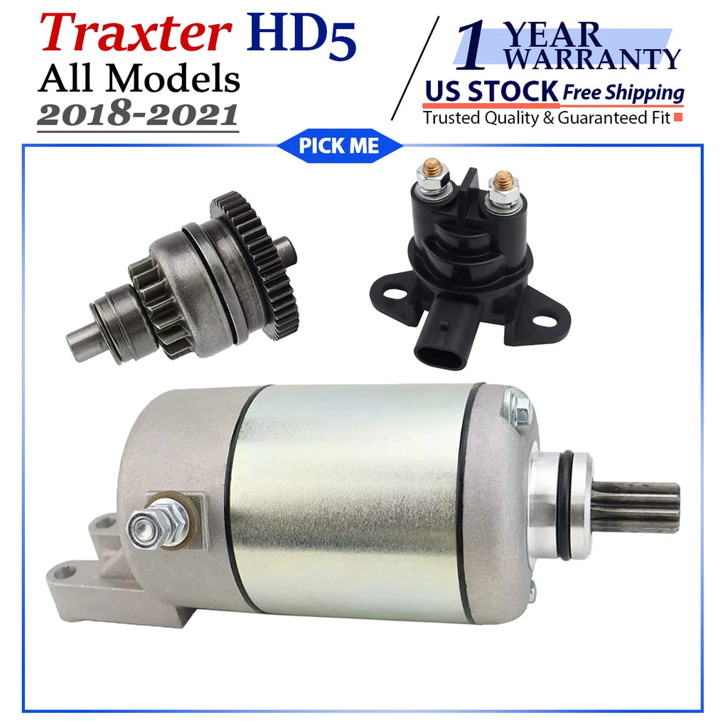 Starter Motor for Can-Am Traxter HD5 (2018–2021) with Bendix & Relay