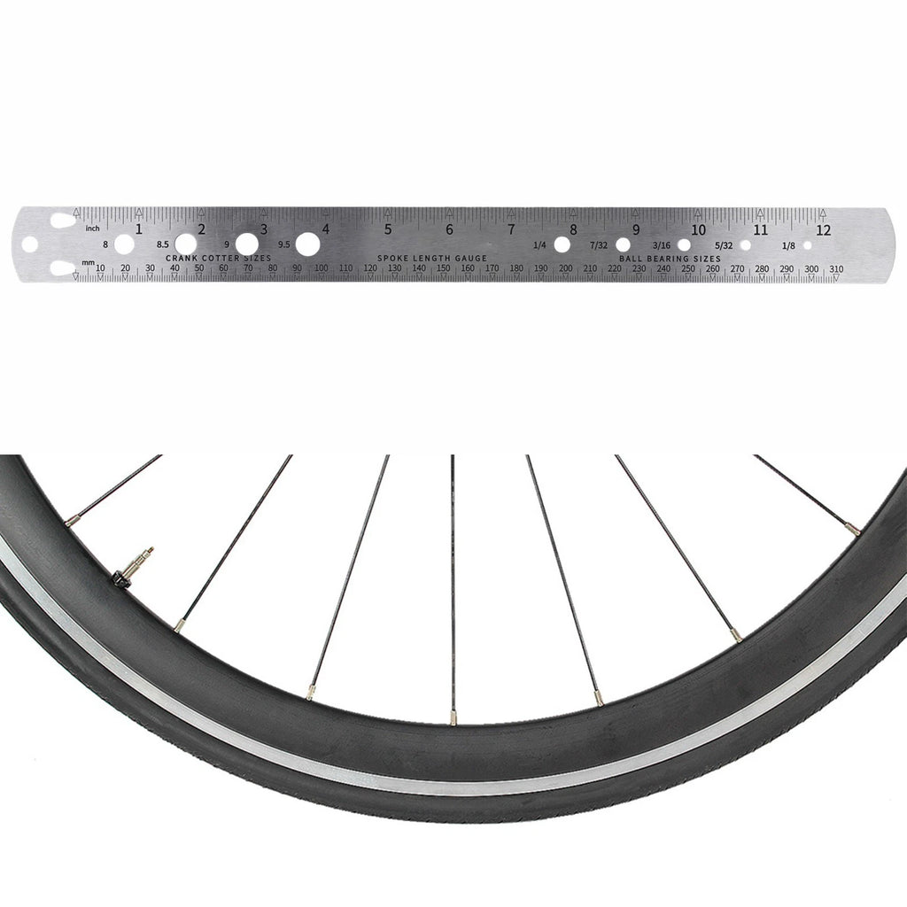 Double Sided Steel Ruler for Measuring Spoke Length and Ball Bearing Diameter