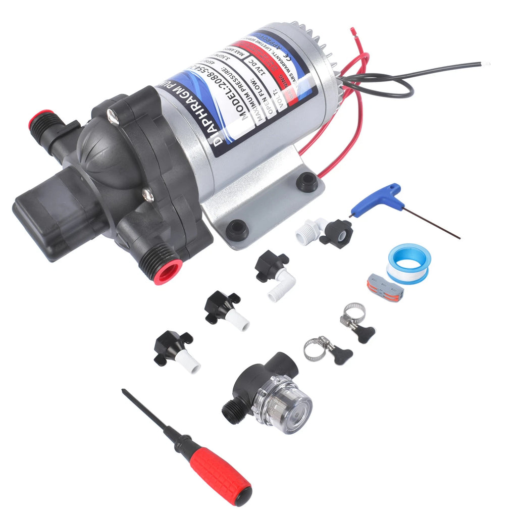 12V Fresh Water Pump 3.5GPM 45 PSI Diaphragm for Automotive Applications