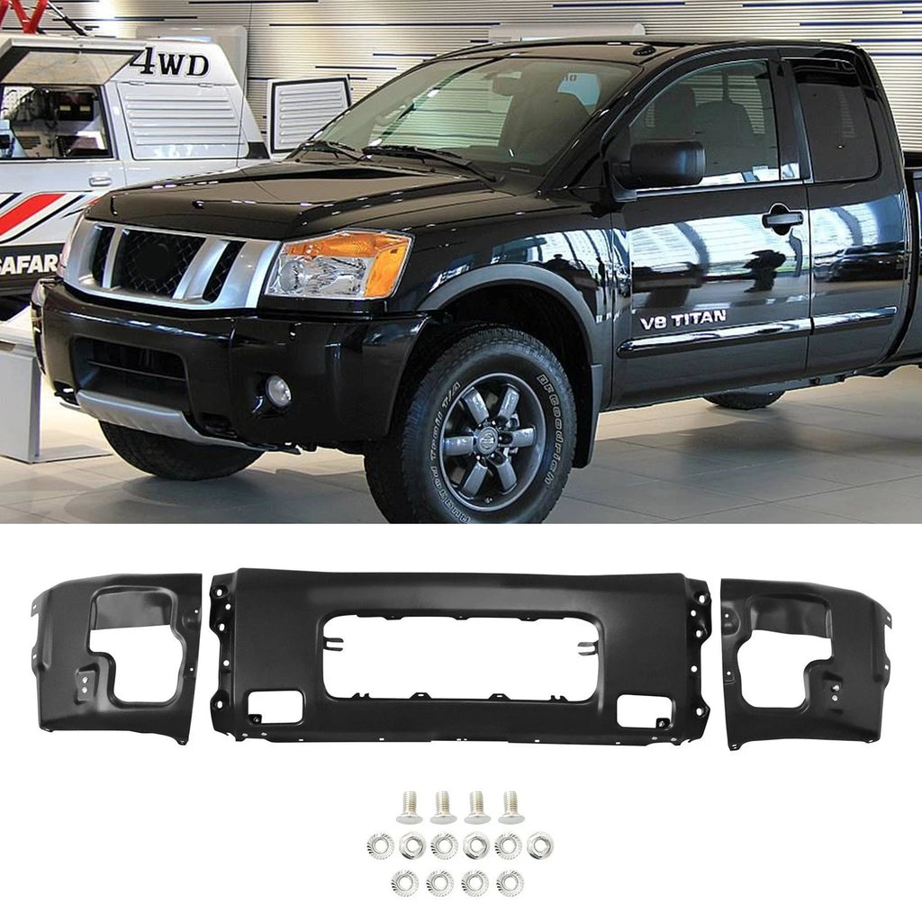 Black Steel Front Bumper Face Bar for Nissan Titan (2004–2015) w/Fog Light Holes
