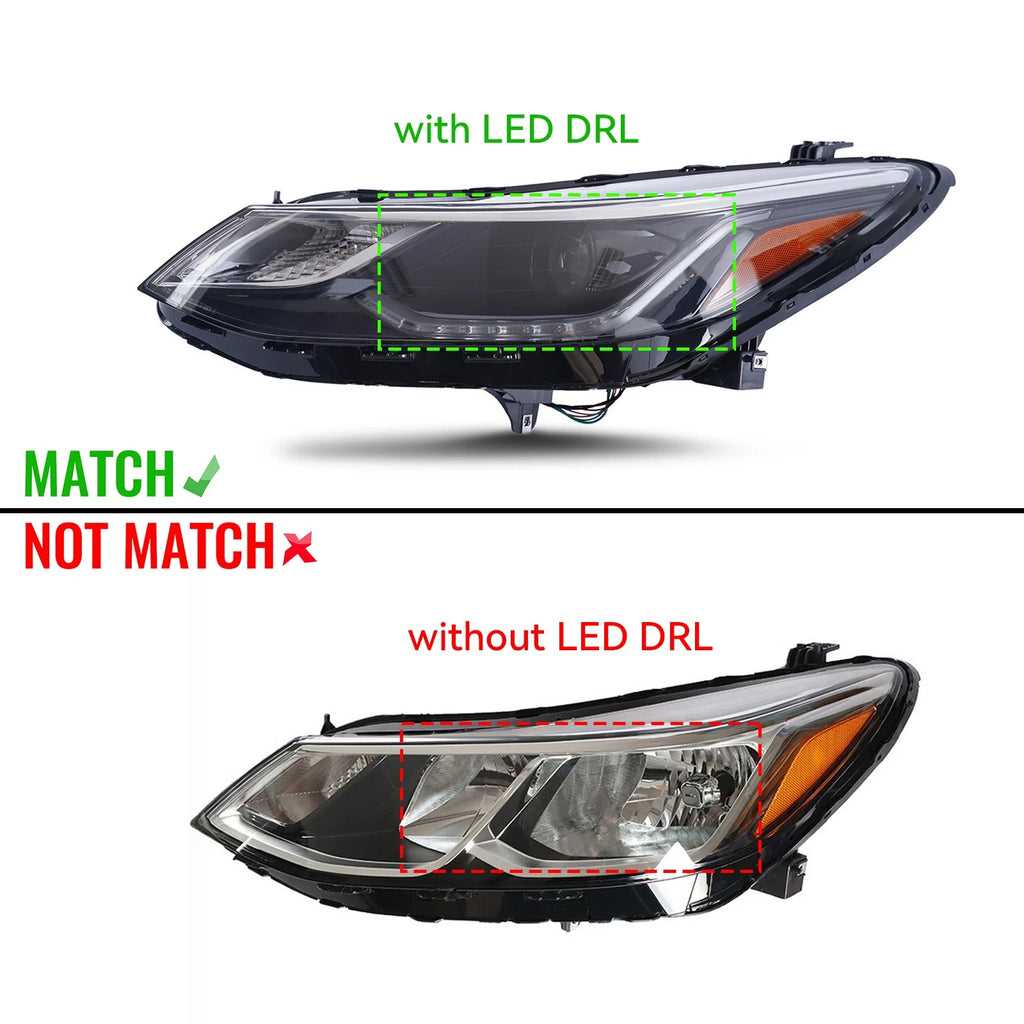 Halogen Headlights with LED DRL for Chevy Cruze (2016–2019) Left + Right