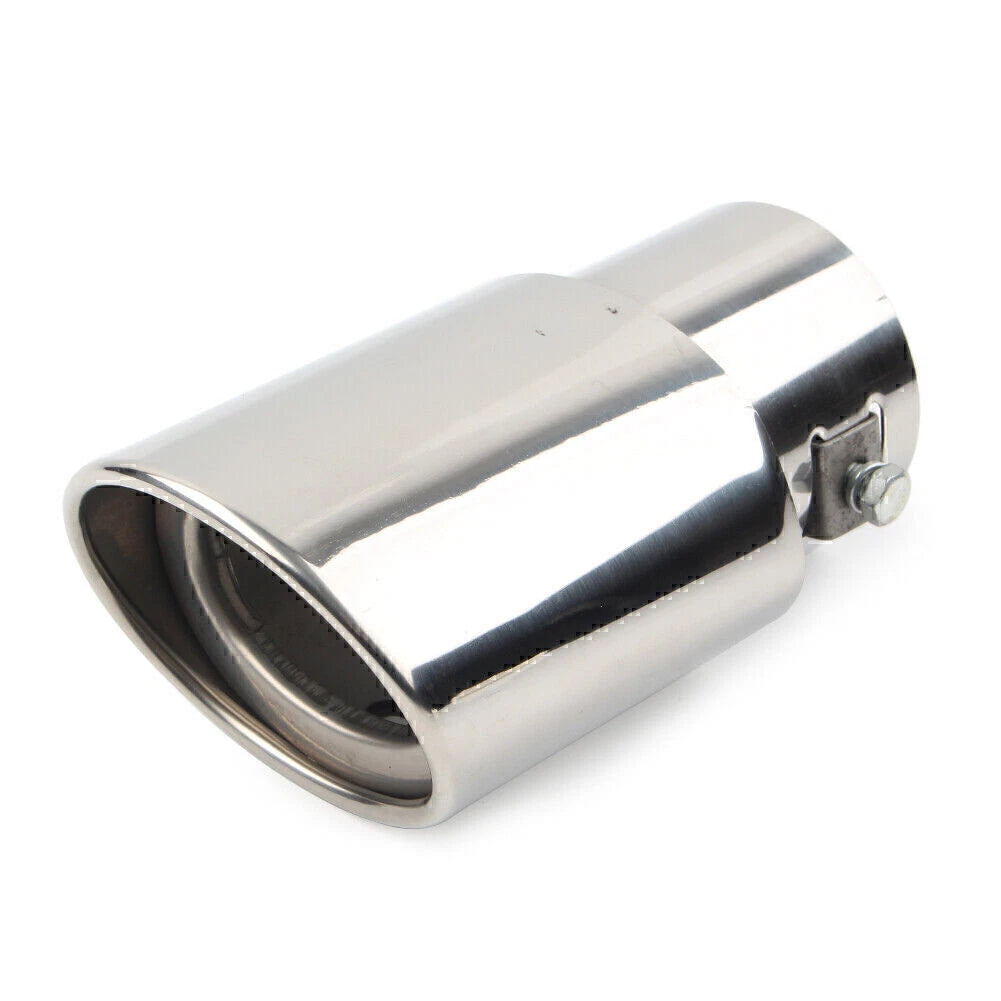Round Exhaust Pipe Tail Muffler Tip for Universal Fit (2X, Silver)