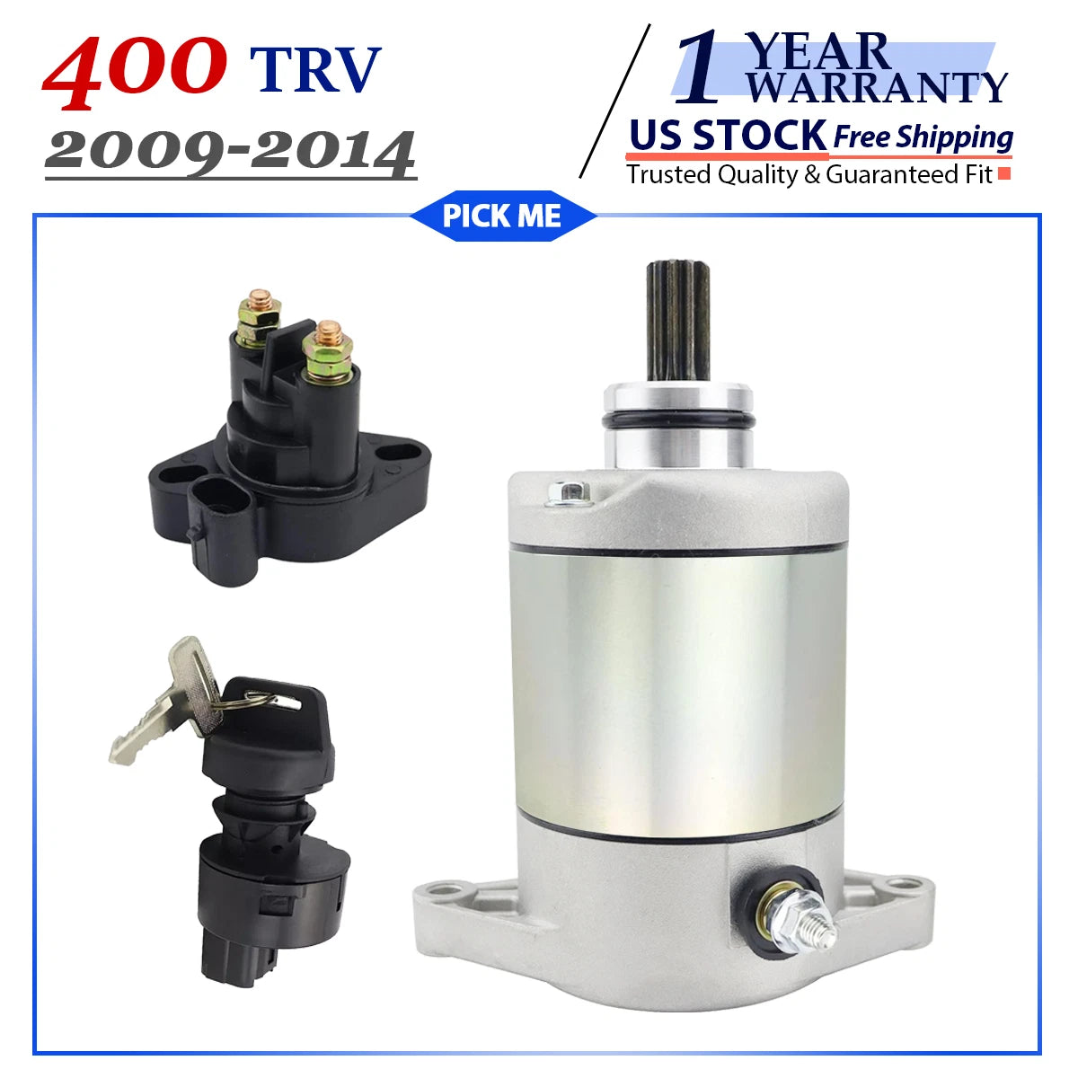 Starter with Relay & Ignition Key Switch for Arctic Cat 400 TRV (2009–2014)