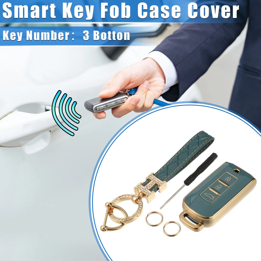 Remote Keyless Key Fob Cover Kit for Mitsubishi Outlander (2013–2021) TPU Blue