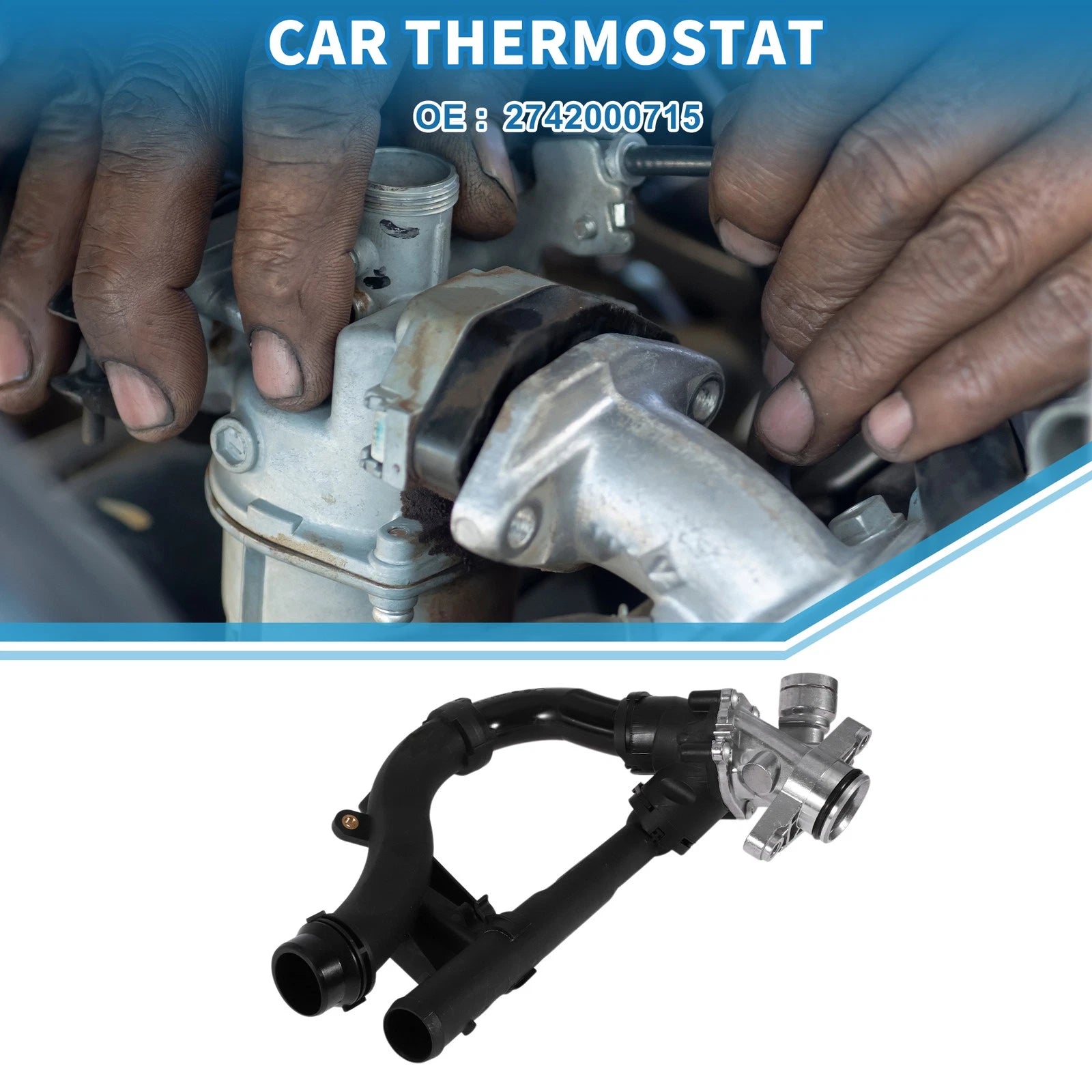 Thermostat No. 2742000715 for Mercedes-Benz Metris (2016–2019) Aluminum Alloy