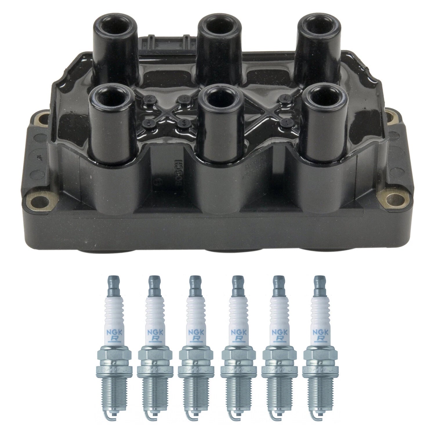 Set of 6 Bosch Ignition Coils & NGK V-Power Spark Plugs for 900 9000 A6 XC90 530i