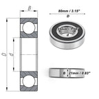 6307VV Deep Groove Ball Bearing for Scooter Skateboard (35x80x21mm)