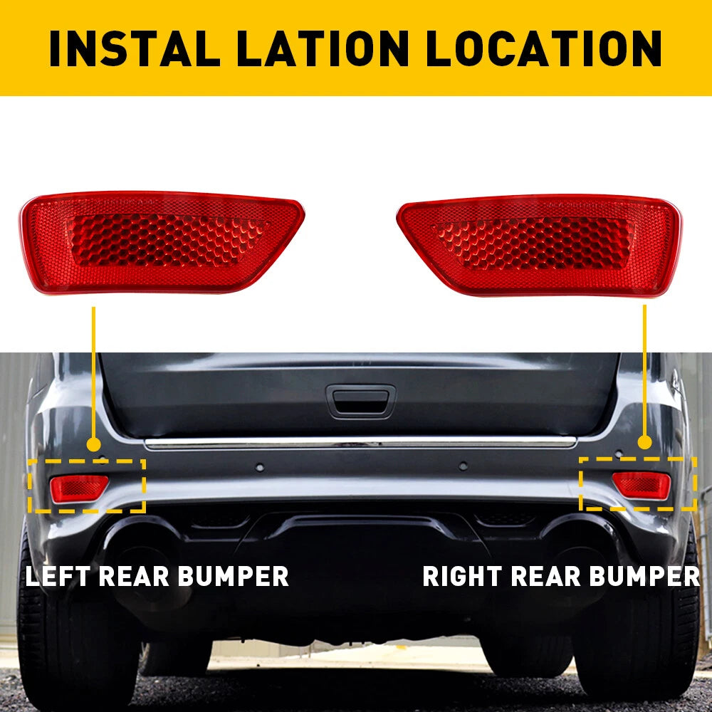 Set of 2 Rear Bumper Reflector Lights for Jeep Grand Cherokee Compass (2011–2018)