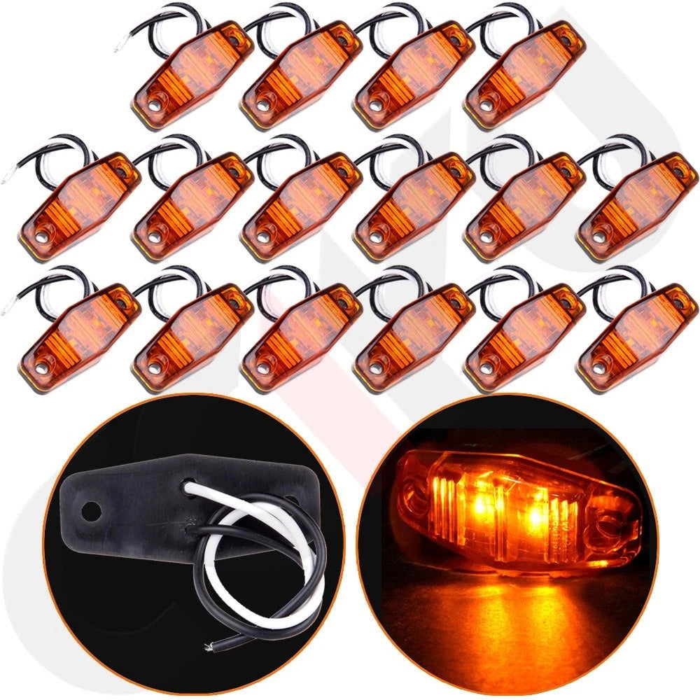 16pcs 2.5" Diode Surface Mount Clearance Side Fender Marker Light Amber for