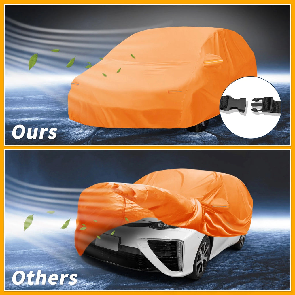 Waterproof Car Cover for Toyota Prius (2010–2023) - Orange Cotton, Zipper